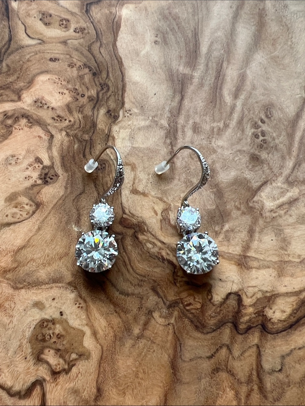 Eliot Danori Silver-Tone White Crystal Drop Earrings